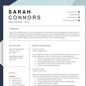 Modern Professional Resume Template, Modern CV, Professional CV, 1 & 2 Page Resume, Template for Word and Pages, Resume Instant Download