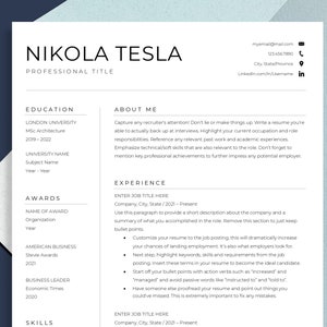 Modern Resume Template, Professional Resume, CV Template, Cover Letter + References, 3 Page Resume, Apple Resume, Instant Download Resume