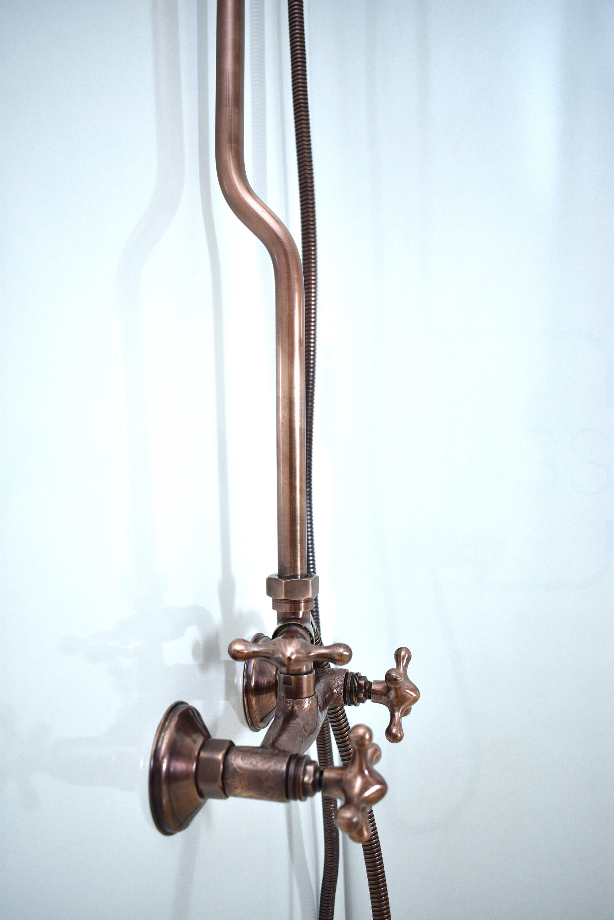 Antique Copper Shower System Round Copper Shower Head Combo Etsy