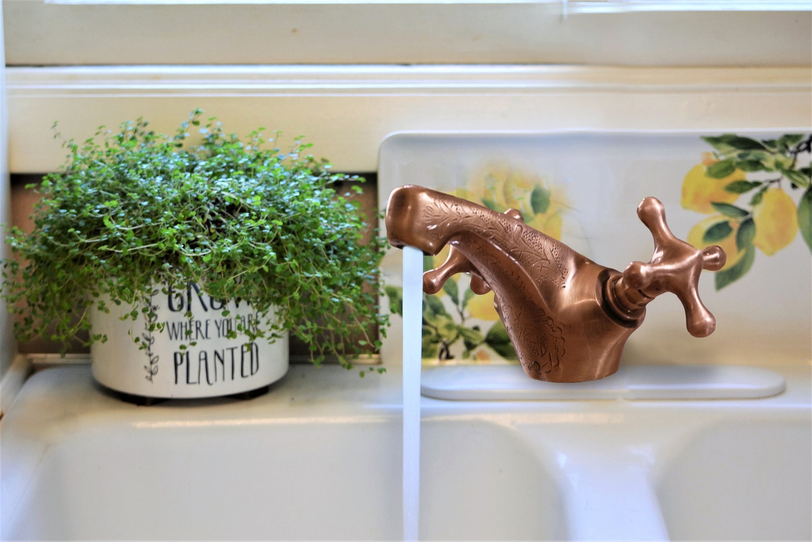 Red Copper Kitchen Faucet Double Handle Bathroom Sink Copper Etsy