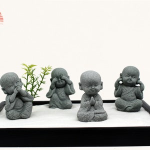 Cute Monk Statue, Mini Buddha Decor, Cute Desk Decor, Zen Garden Fairy Garden Decor, Cute Aquarium Decor