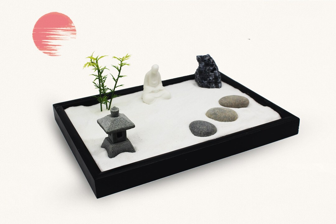 Japanese Zen Garden Desk Decor, Mini Rock Garden Gift, Japanese Prenium