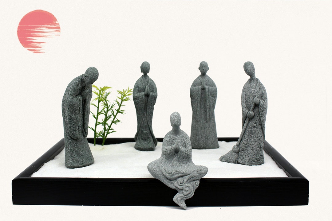 Mini Monk Statue Bonsai Zen Garden Decor Meditating Blessing Buddha