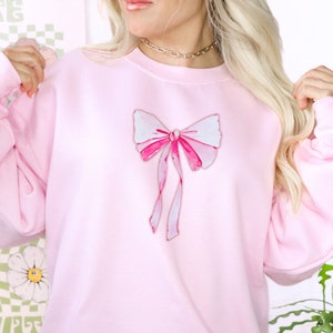 Coquette Sweatshirt, top sellers, balletcore pink bow shirt, coquette clothing, angelcore, oversized coquette sweater, Ballet Core