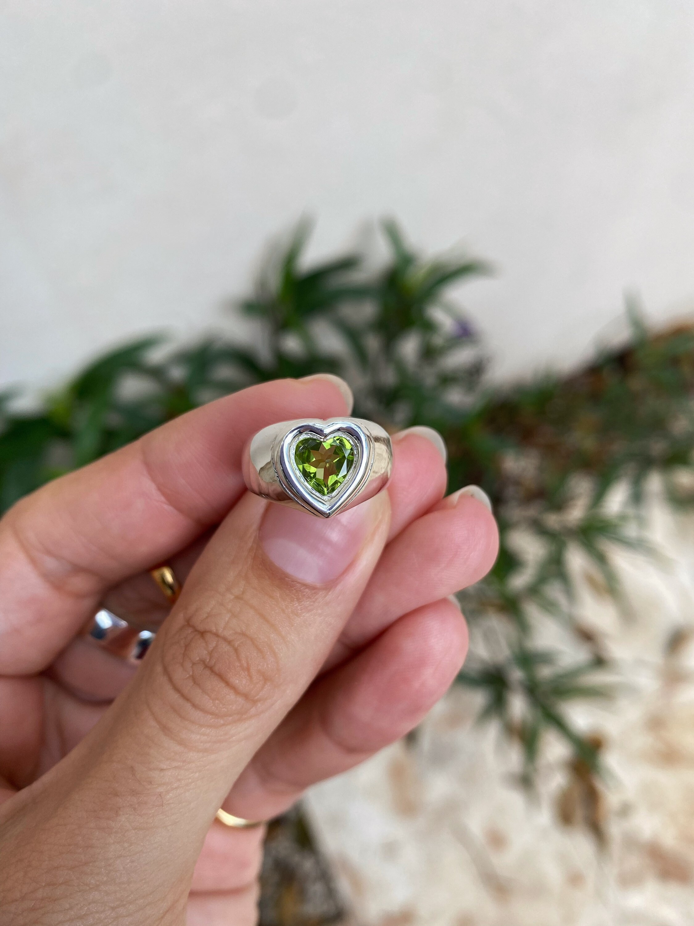 Beautiful Heart Ring in Gold or Silver With the Gemstone of