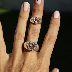 Beautiful Heart Ring in Gold or Silver With the Gemstone of