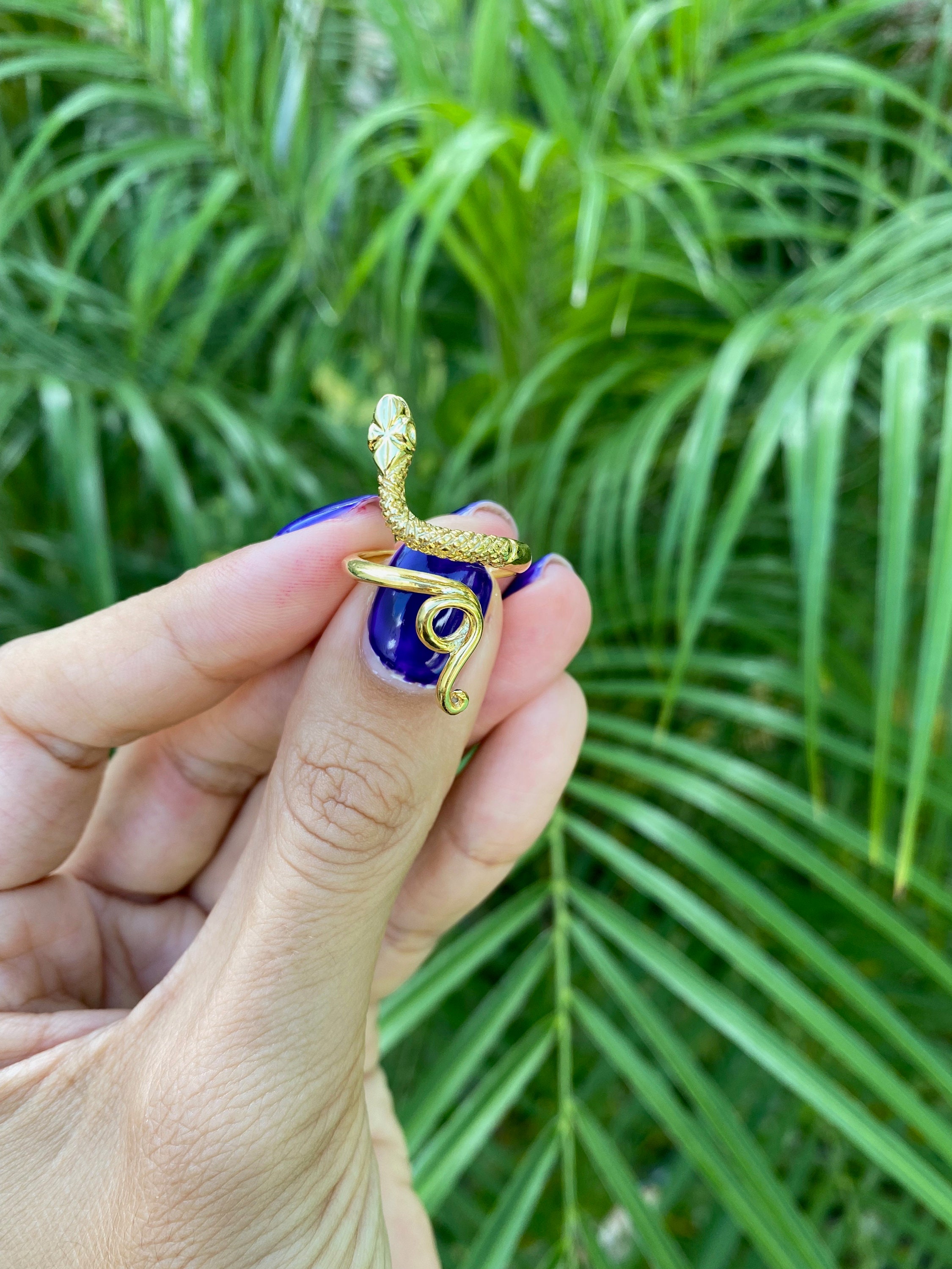 Snake Ring Made in Solid Gold. Long Snake Ring Etsy