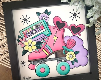 Hand Painted Tattoo Art / Spice Girls Painting / 90s Nostalgia / Acrylic Painting / Original Art