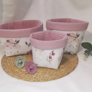 UTENSILO KÖRBCHEN Wickeltisch Boho Wolken - rosa, blau oder sand - Aufbewahrungskörbchen Wickeltischkörbchen Stoffkörbchen Utensilos