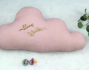 Wolke Kissen Wolkenkissen Waffelstoff - personalisierbar mit Name - verschiedene Farben - 50x28 cm