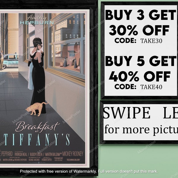Breakfast at tiffany's - movie/show poster wall art - printed & shipped #067
