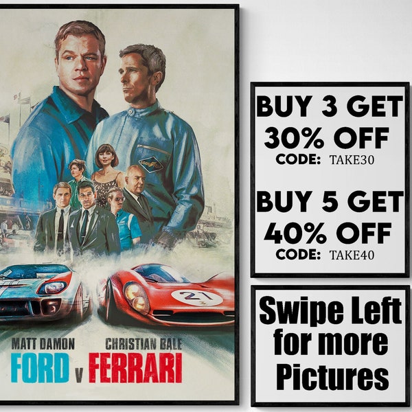 Ford vs ferrari - movie/show poster wall art - printed & shipped #1103