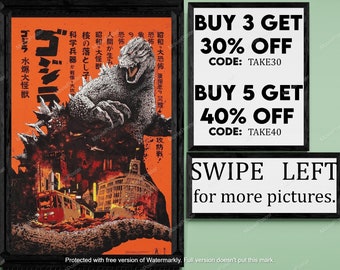 Godzilla - movie/show poster wall art - printed & shipped #128