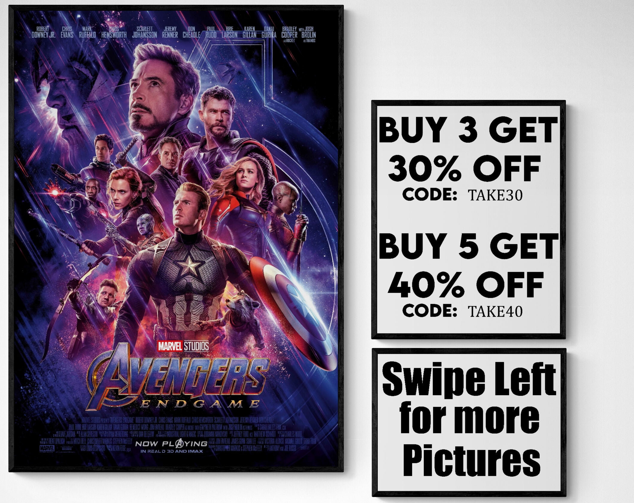 Impression sans cadre Avengers End Game Canvas Picture for Living Room  Decorative Marvel film Poster Home Wall Decor Gift Cuadros