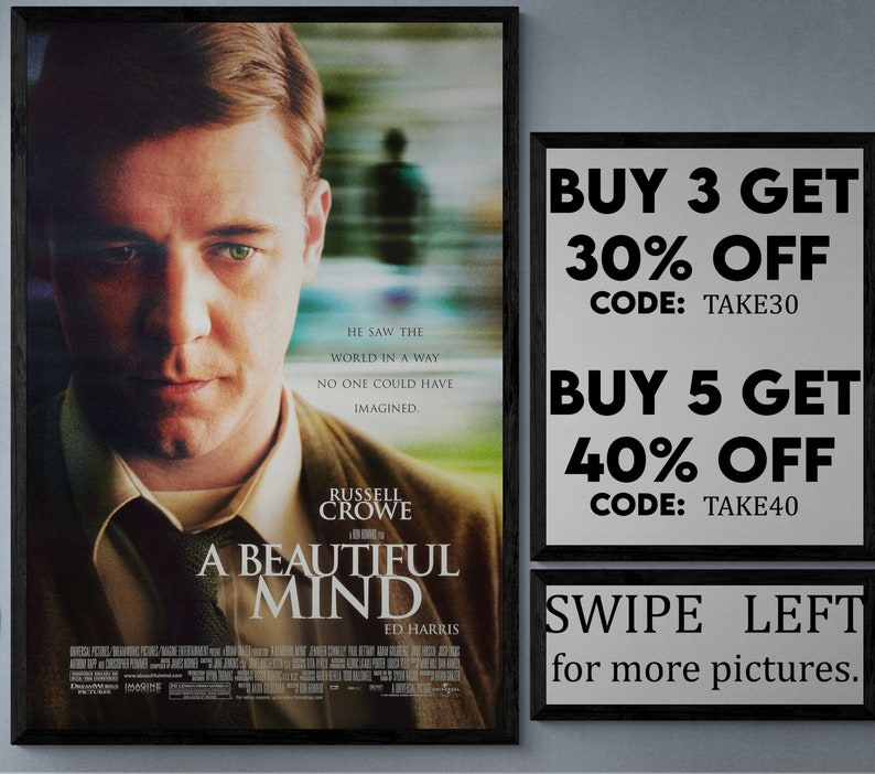 A beautiful mind movie/show poster wall art printed & shipped 779 image 1