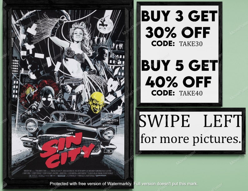 Sin city movie/show poster wall art printed & shipped 250 image 1