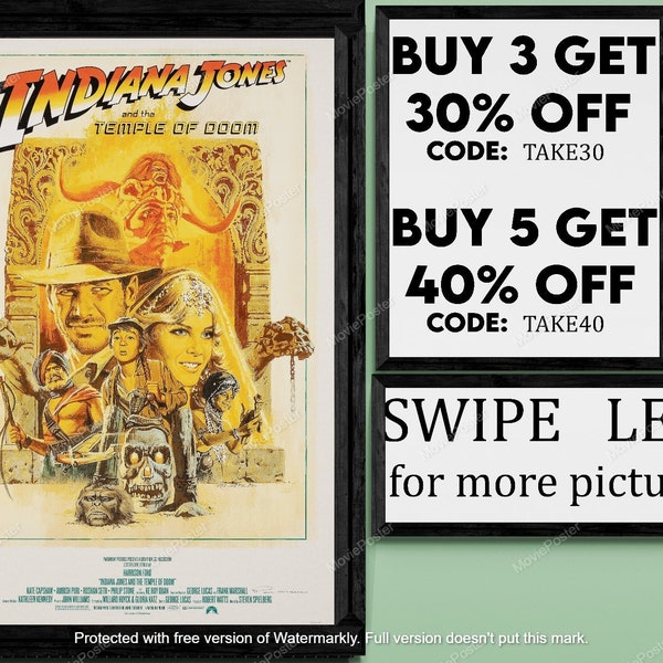 Indiana jones and the temple of doom - movie/show poster wall art - printed & shipped #165