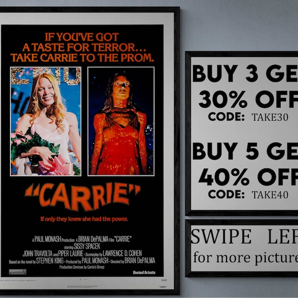 Carrie - movie/show poster wall art - printed & shipped #649