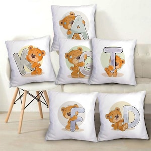 Funda de almohada de animales lindos, oso de dibujos animados, niño, bebé
