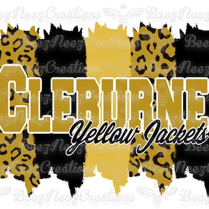 Cleburne Yellow Jackets Leopard Print PNG (digital download only)