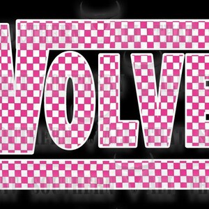 May include: Pink and white checkered graphic with the word "WOLVES" in white letters.