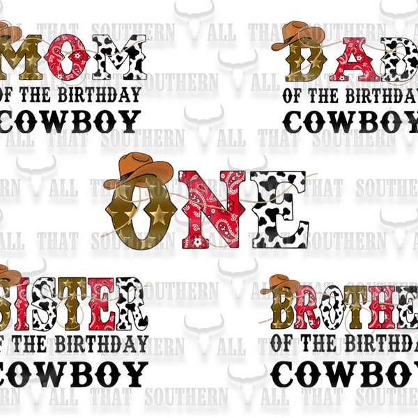 Western Birthday Family Bundle png (digital download only) For Sublimation