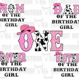 ONE Pink Western First Birthday! 5PNGS (digital download only) Family Bundle