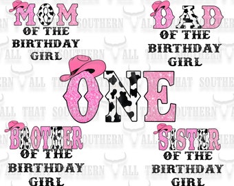 ONE Pink Western First Birthday! 5PNGS (digital download only) Family Bundle