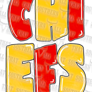 Chiefs png (digital download only) for Sublimation, Bubble Letters