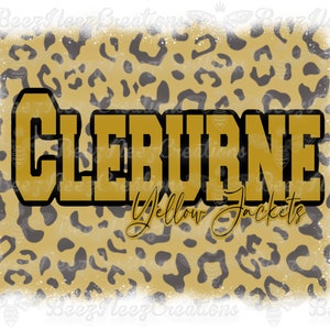 Cleburne Yellow Jackets Leopard Print PNG (digital download only)