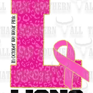Breast Cancer Awareness Lion Print  PNG (digital download only)