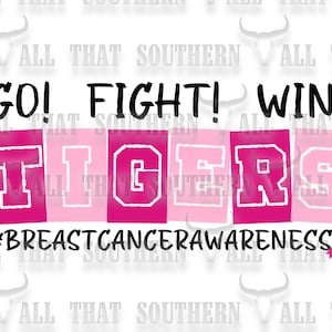 Breast Cancer Awareness Tigers PNG (digital download only) For Sublimation