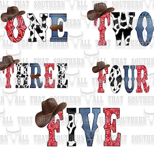 Western Numbers png (digital download only) For Sublimation