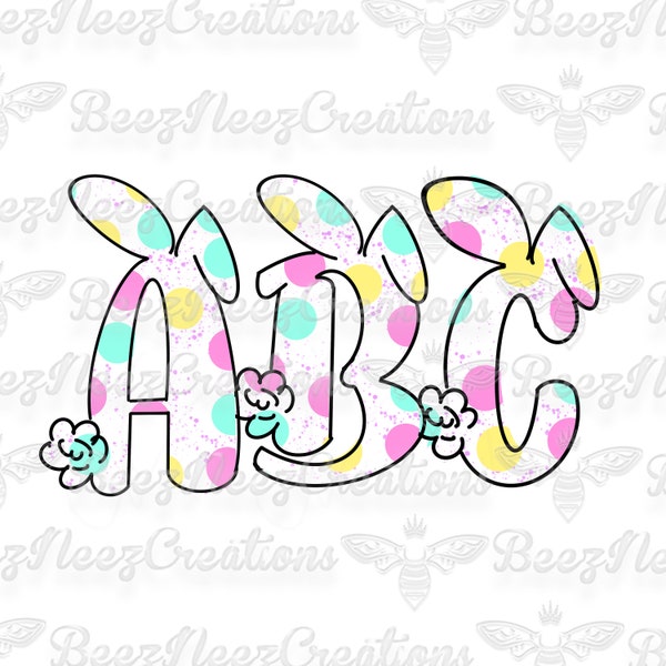 Easter Bunny Alphabet Doodle Letters 26 PNG (digital download only)