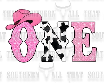 ONE Pink Western First Birthday PNG (digital download only)