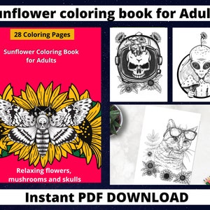 Sunflower Coloring Book for Adults  |   PDF DOWNLOAD