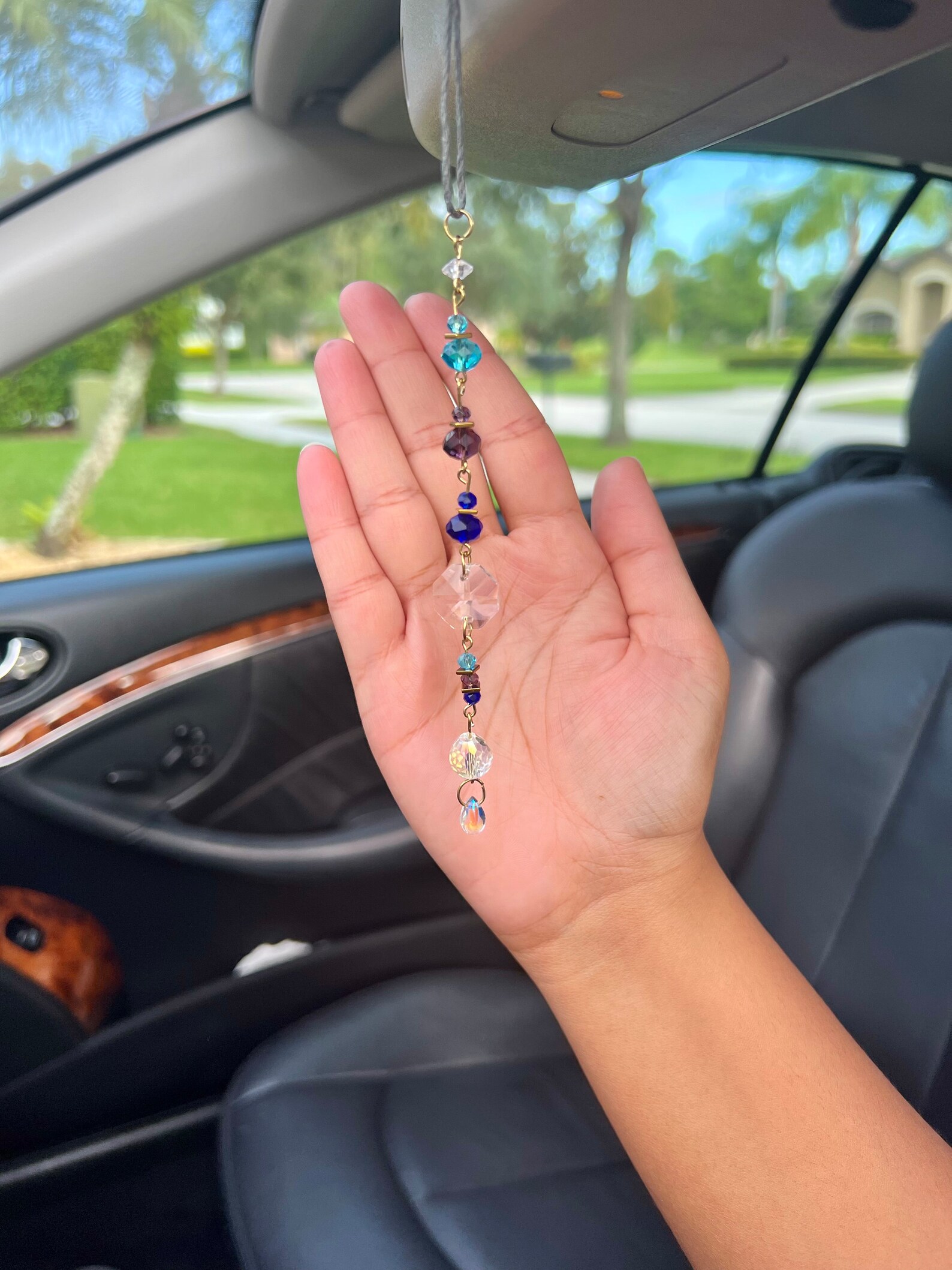 Beautiful Blue and Clear Sun Catcher Car Charm Elegant Light Etsy