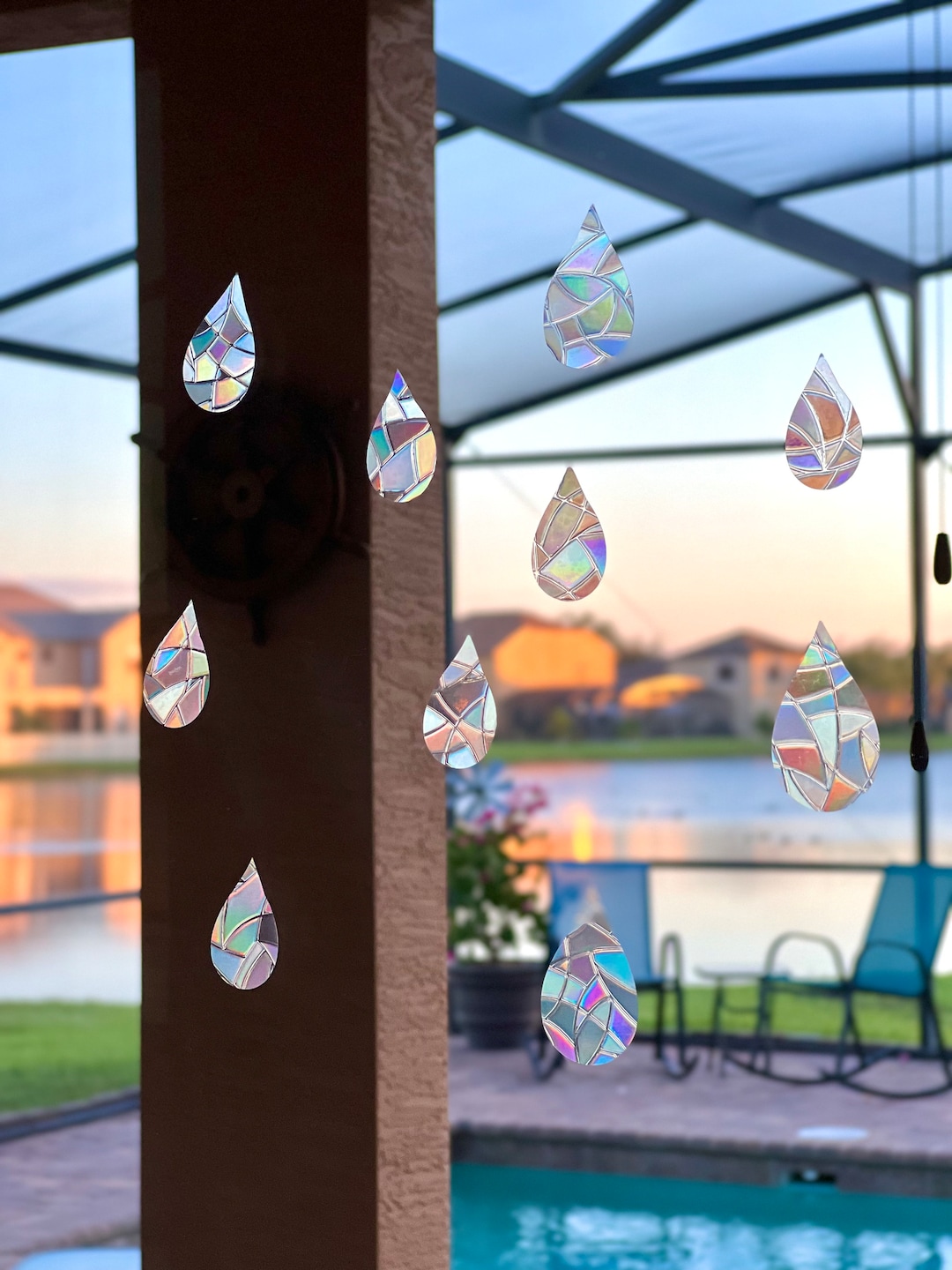 Raindrop Window Clings Reusable Sun Catcher Static Decal Etsy