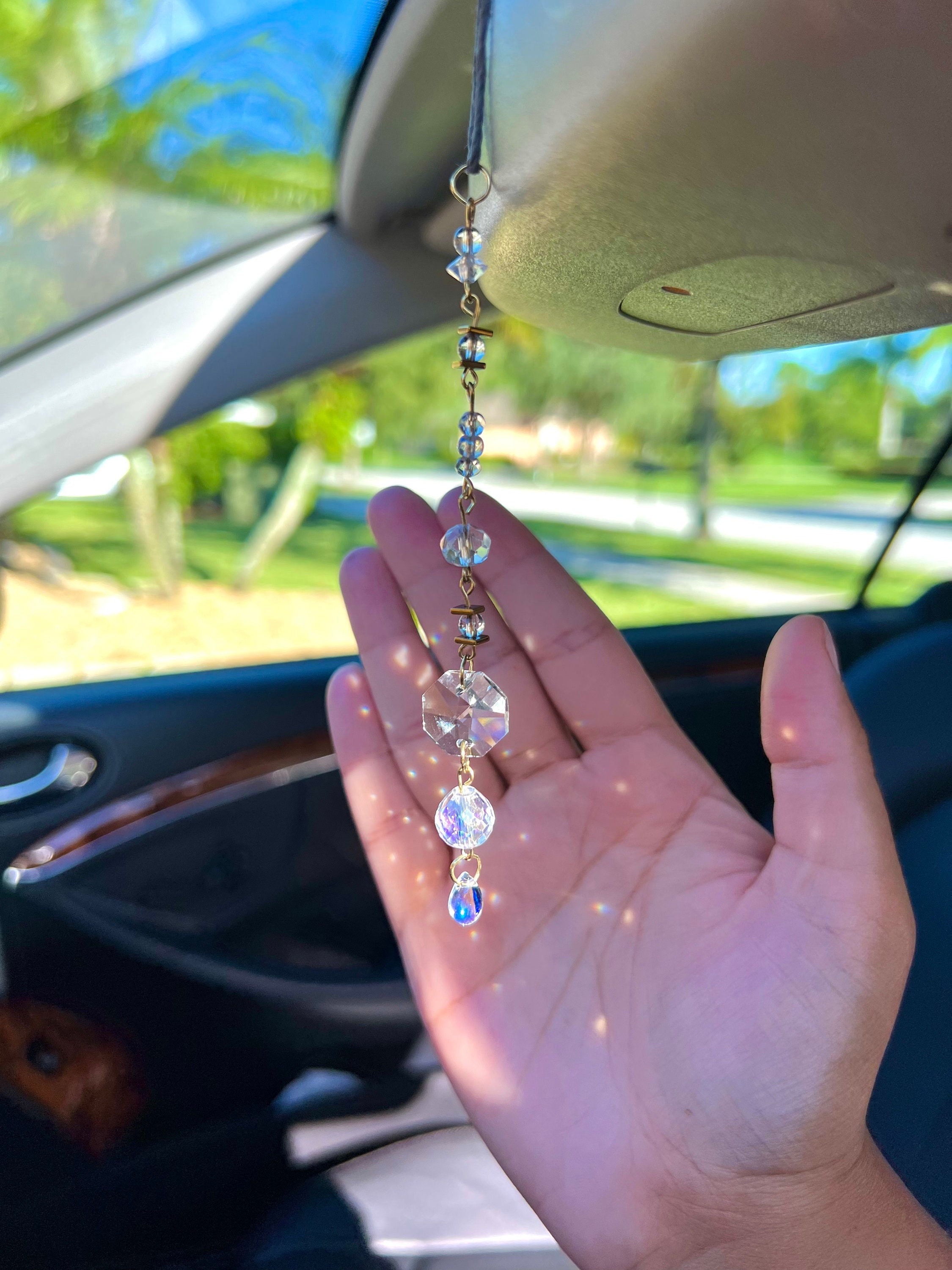 Crystal Pendant Car Rearview Mirror Ornaments Glass Crafts Home