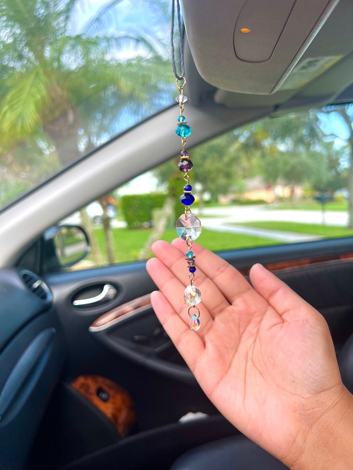 Beautiful Blue and Clear Sun Catcher Car Charm Elegant Light Etsy