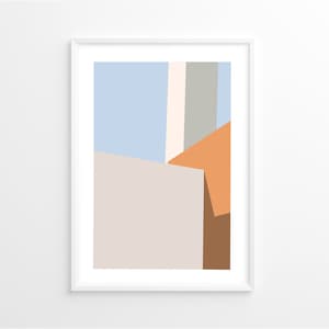 Barragán I, Illustrierte Architektur Wand Kunst, Midcentury Modern, Minimal Design