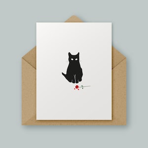 Chat et rose, Saint-Valentin, Anniversaire, Carte de haute qualité, Design minimaliste