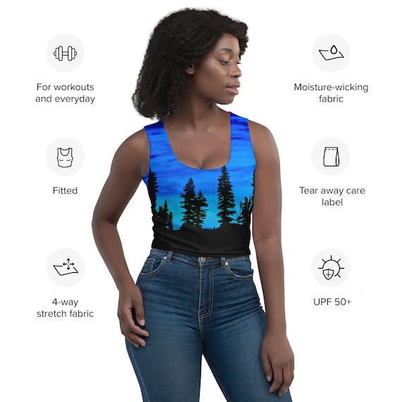 Blue Trees Crop Top