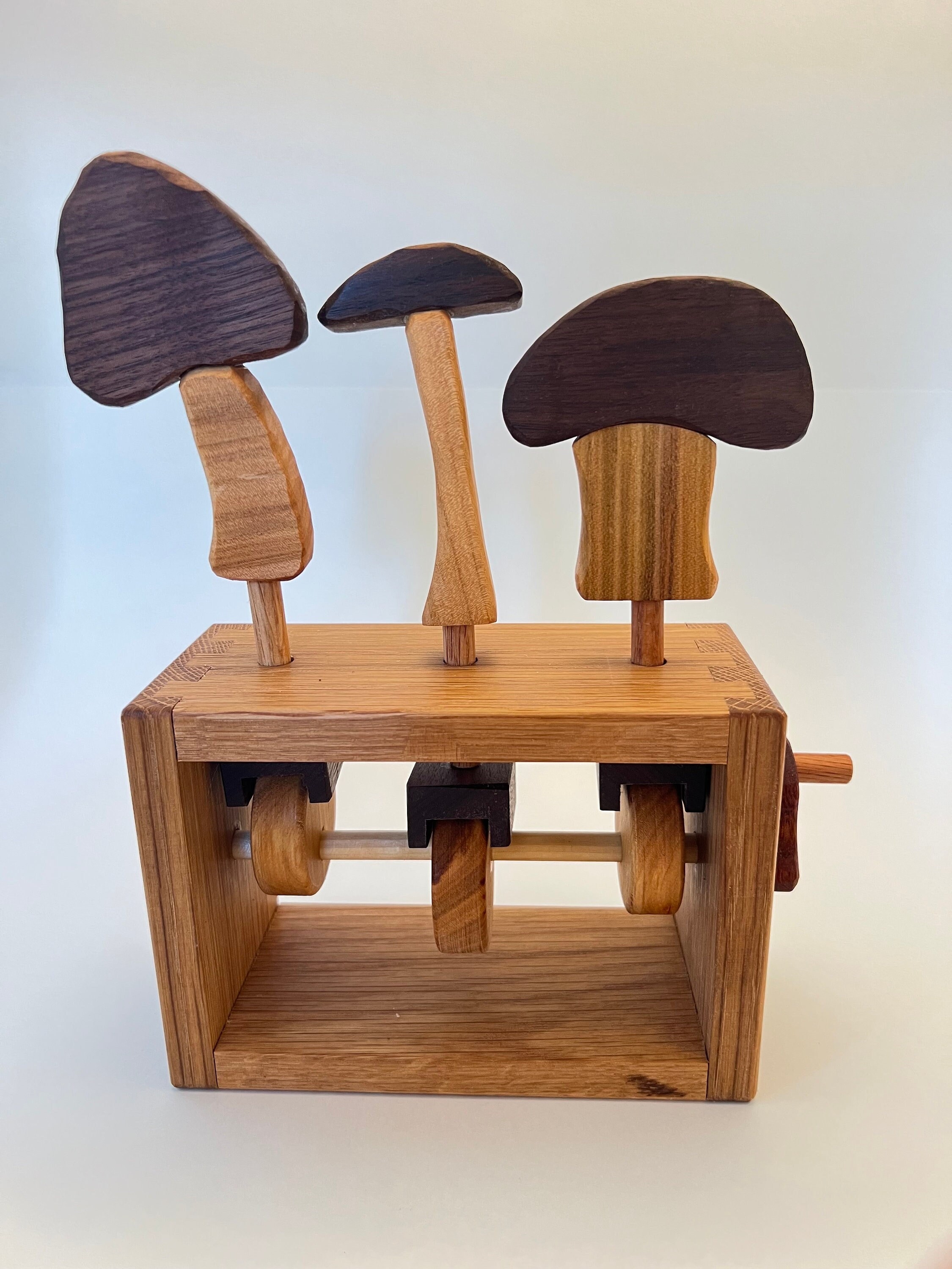 Wooden Automata Kinetic Toy Mushrooms Etsy