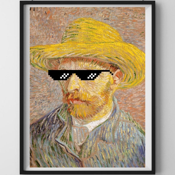 Van Gogh Altered Art Print, Van Gogh Digital Download Wall Art, Vincent Van Gogh Printable Wall Art, Funny Print, Altered Vintage Art