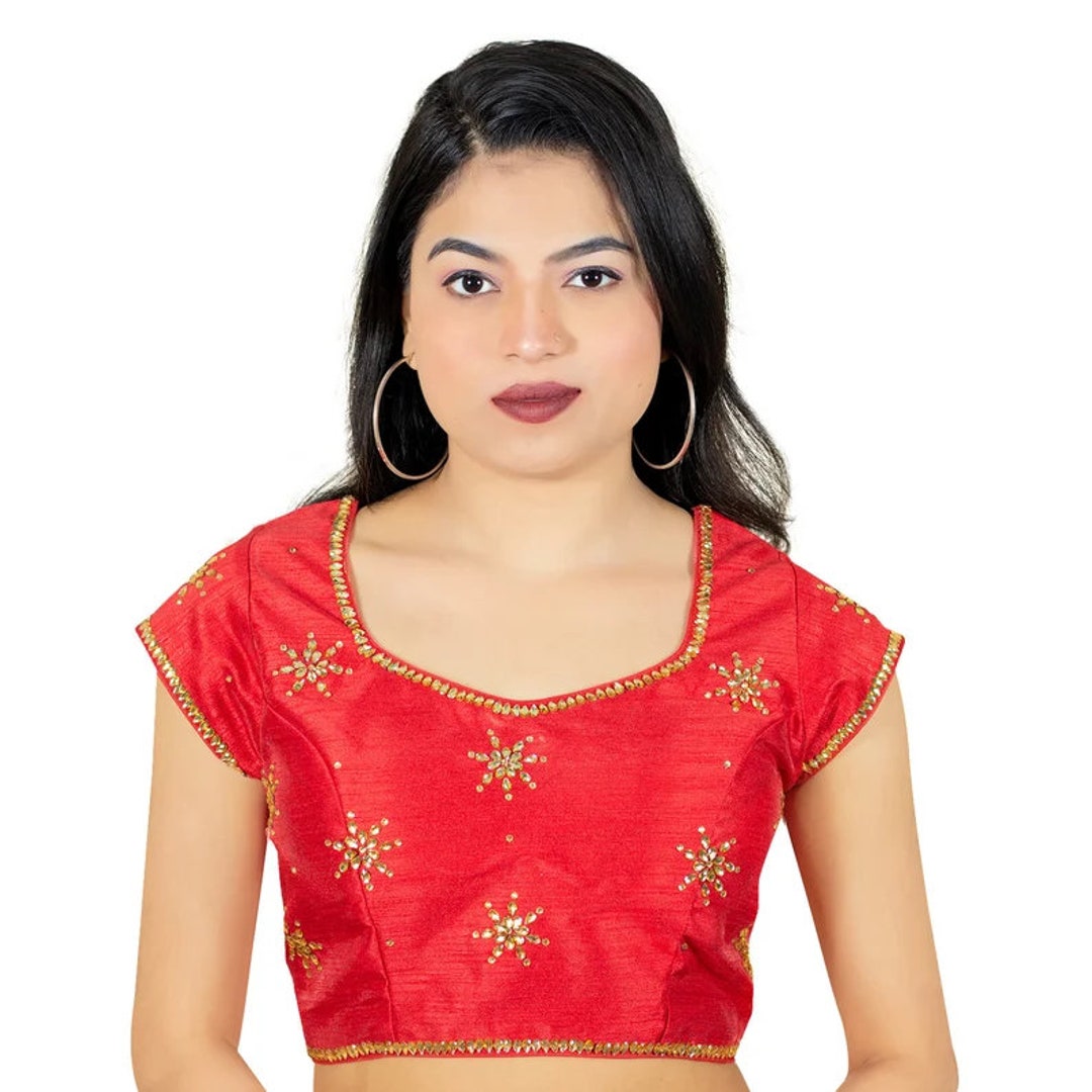 Latest Indian Silk Saree Blouse With Stone Handwork Handmade Etsy