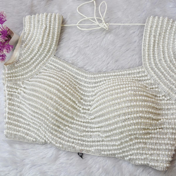 Readymade Pearl Blouse, Pearl Blouse, Saree Blouse, Designer Blouse, Bollywood Blouse.