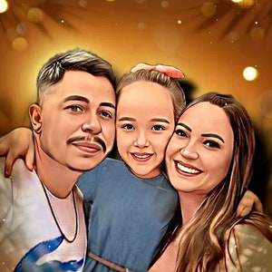 Custom Family Cartoon Portrait, Family Portrait, Gift for Family, Family Caricature, Caricature from Photo, Cartoon, Fun, Digital Download
