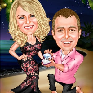 Personalized Couple Cartoon , Custom Caricature, Caricature From Photo, Marriage Proposal, For Lover, Couple Gift,  Digital Caricature