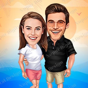 Unique Couple Caricature, Couple Gift, Couple Caricature from Photo, Funny Couple Gift for Anniversary, Funny Couple Portrait for Home